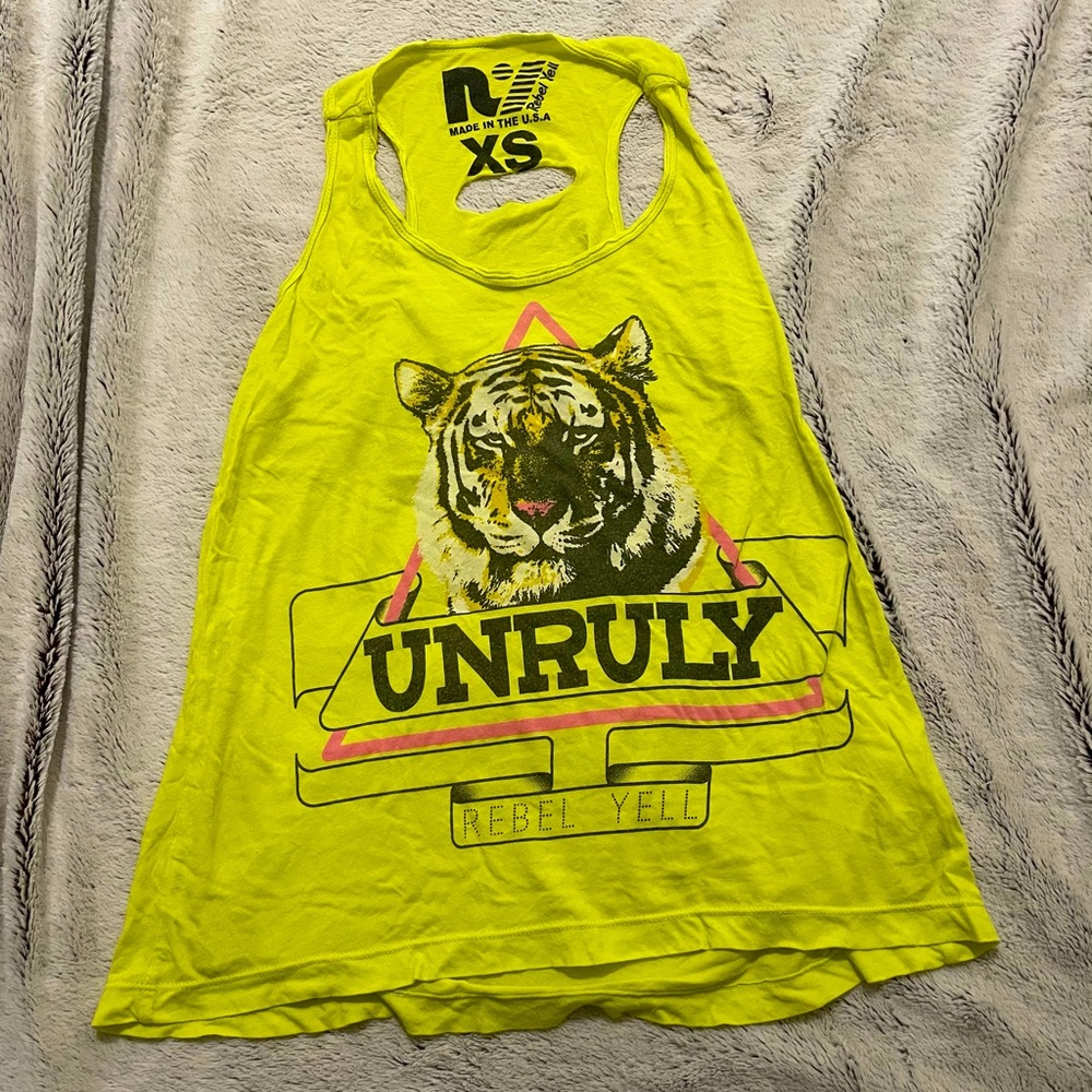 Rebel Yell, unruly racer back tank top w/ back cut out